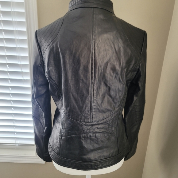 Bh Sophisticates Black Lamb Leather Jacket Blazer Moto NEW Size M #1268 - Picture 11 of 16